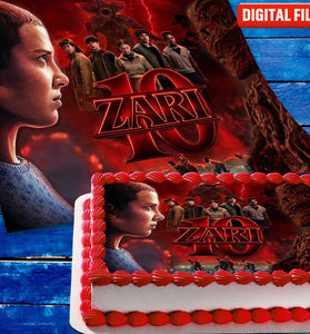 Stranger Things Edible Cake Image – Personalized Birthday Cake Decoration cake topper digital file – custom name and age for birthday cake