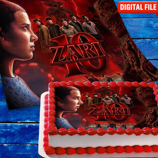 Stranger Things Edible Cake Image – Personalized Birthday Cake Decoration cake topper digital file – custom name and age for birthday cake