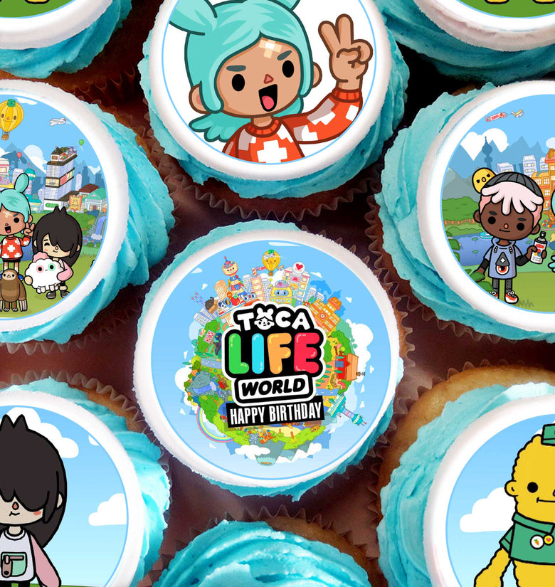 Toca Life Edible Cupcake Toppers - 24 Pre-Cut Pieces on Wafer Paper, Sugar Sheet, or without cutting Chocotransfer
