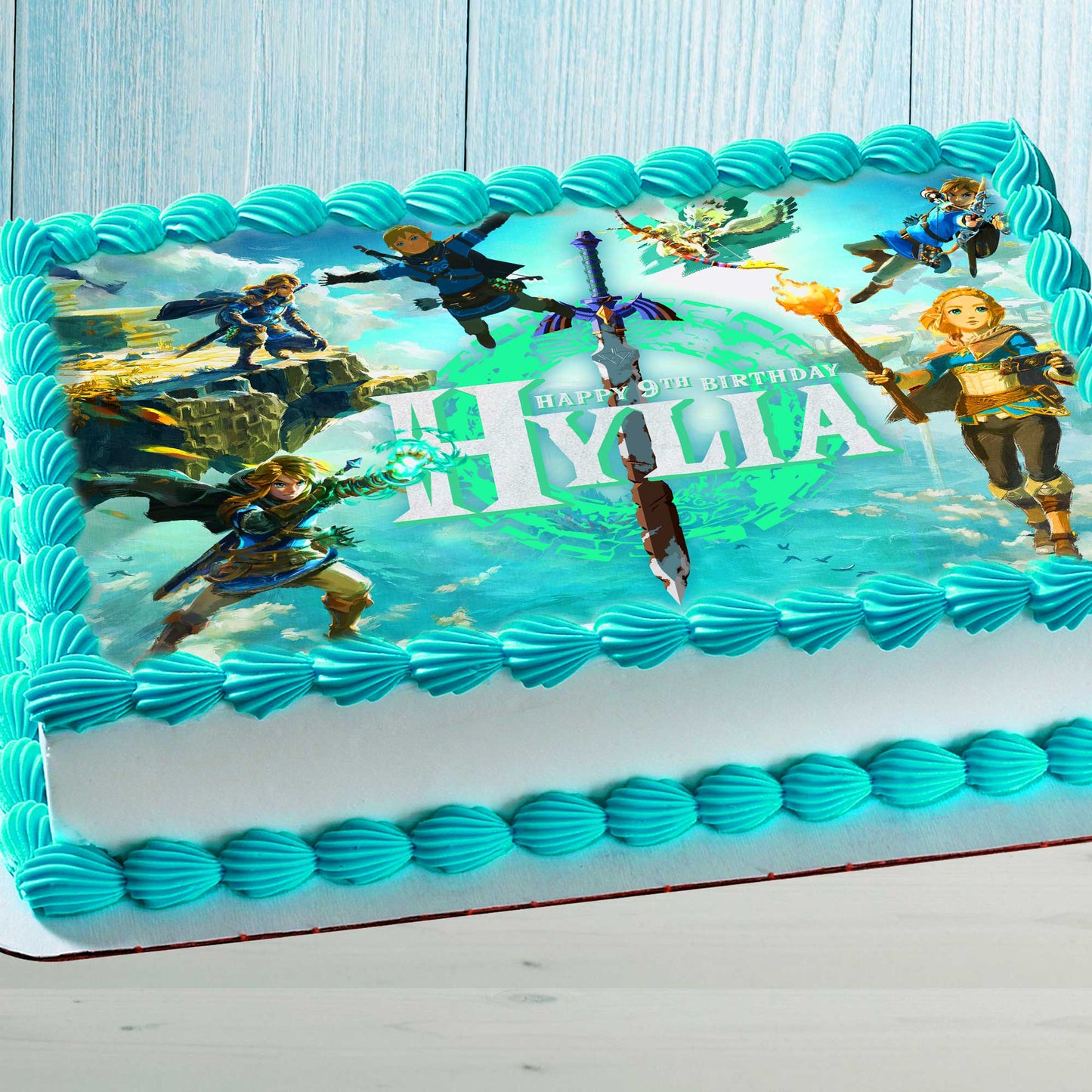 The Legend of Zelda Birthday Edible Cake Topper – Video Game Theme – Rectangular Design – Wafer Paper, Sugar Sheet, Chocotransfer