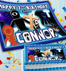 Roblox Doors Birthday Themed Edible Cake Topper - Rectangular Design - Wafer Paper, Sugar Sheet, Chocotransfer