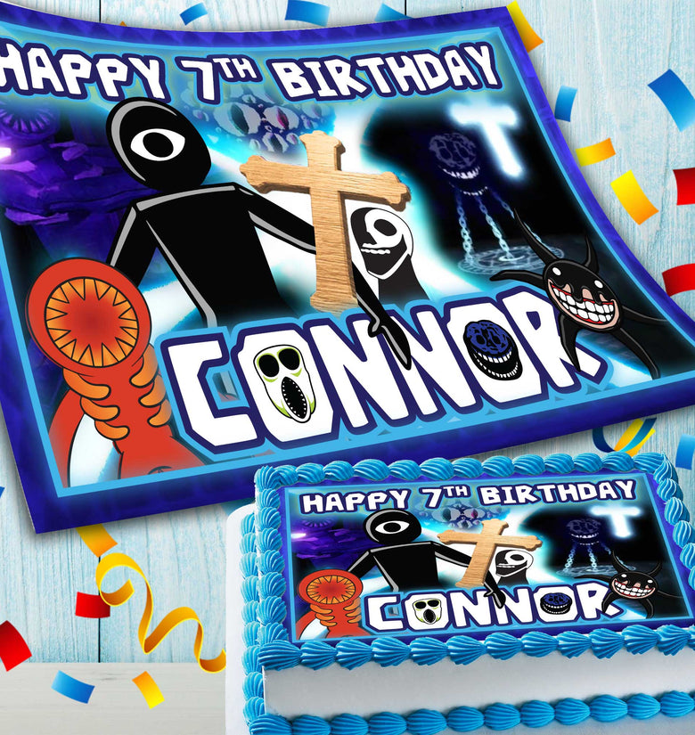 Roblox Doors Birthday Themed Edible Cake Topper - Rectangular Design - Wafer Paper, Sugar Sheet, Chocotransfer