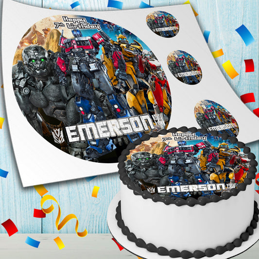 Set of 4 Transformers Edible Cake Toppers - Precut on Wafer Paper, Sugar Sheet, or without cutting Chocotransfer