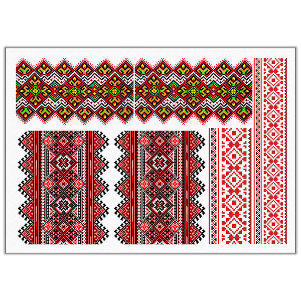 Ukrainian Pattern Collage Edible Cake Topper - Wafer Paper, Sugar Sheet, or Chocotransfer