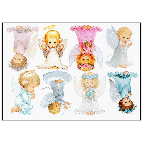 Angels Collage Edible Cake Topper - Wafer Paper, Sugar Sheet, or Chocotransfer