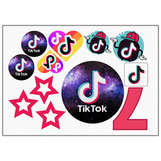 TikTok Collage Edible Cake Topper - Wafer Paper, Sugar Sheet, or Chocotransfer