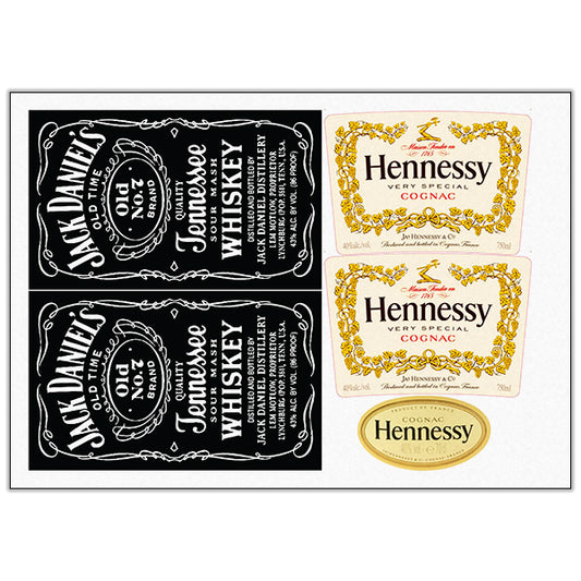 Jack Daniel's and Hennessy Collage Edible Cake Topper - Wafer Paper, Sugar Sheet, or Chocotransfer