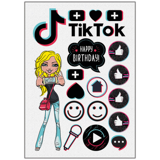 TikTok Edible Cake Toppers - Wafer Paper, Sugar Sheet, or Chocotransfer