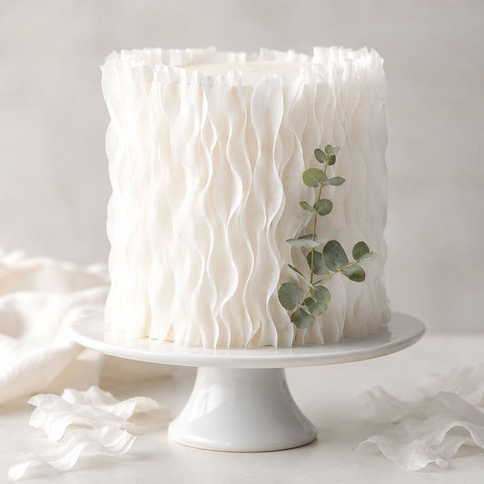 White Wafer Paper Wavy Strips - Edible Cake Texture Decor