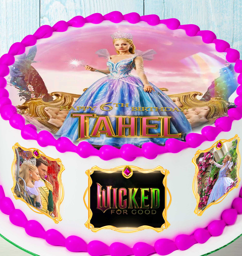 Wicked Glinda the Good Witch Cake Toppers – Set of 4 Precut Edible Wafer, Sugar Sheet or Chocotransfer