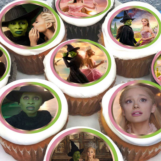 Wicked Edible Cupcake Toppers - 24 Pre-Cut Pieces on Wafer Paper, Sugar Sheet, or without cutting Chocotransfer