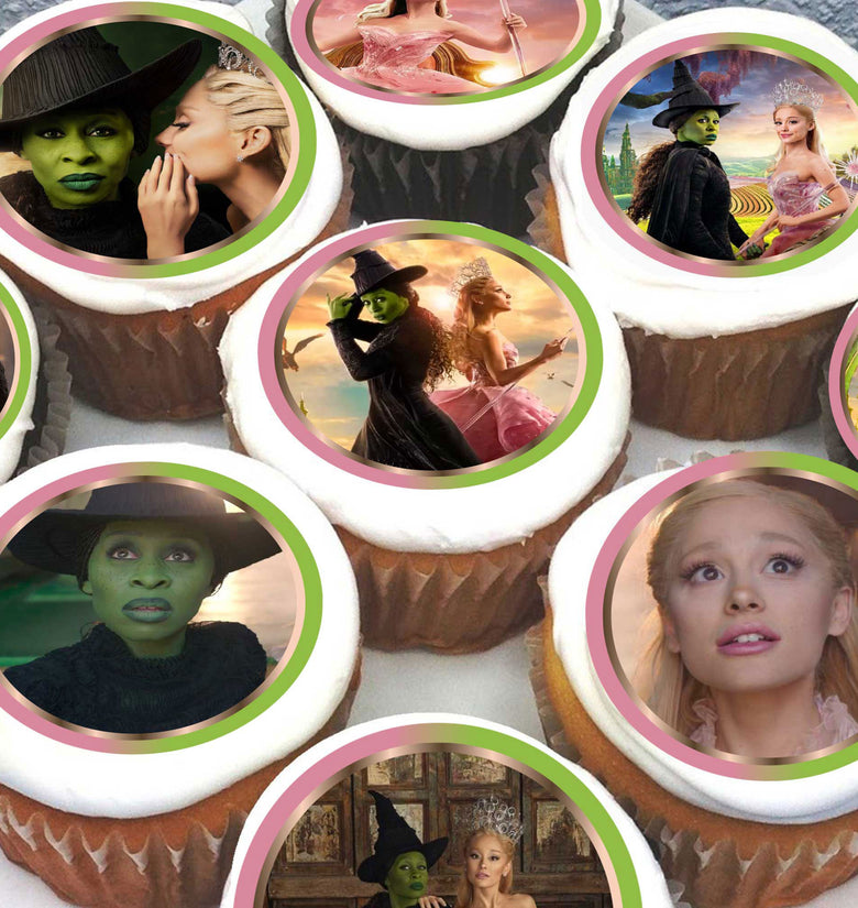 Wicked Edible Cupcake Toppers - 24 Pre-Cut Pieces on Wafer Paper, Sugar Sheet, or without cutting Chocotransfer