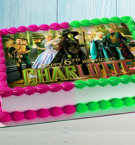 Wicked For Good Birthday Edible Cake Topper – Rectangular Design – Wafer Paper, Sugar Sheet, Chocotransfer