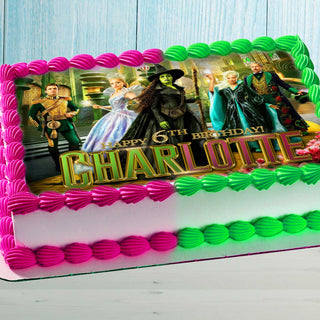Wicked For Good Birthday Edible Cake Topper – Rectangular Design – Wafer Paper, Sugar Sheet, Chocotransfer