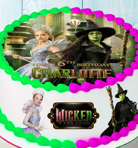 Wicked For Good Cake Toppers – Set of 4 Precut Edible Wafer, Sugar Sheet or Chocotransfer