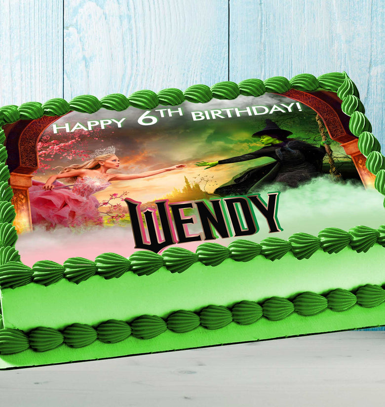 Topper na Tort Urodzinowy Wicked - Prostokątny Design - Papier Cukrowy, Wafelowy, Chocotransfer