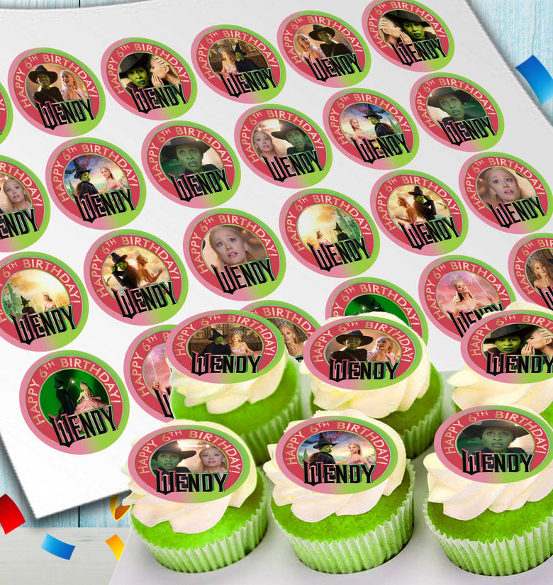 24 Wicked Edible Cupcake Toppers - Precut on Wafer Paper, Sugar Sheet, or without cutting Chocotransfer