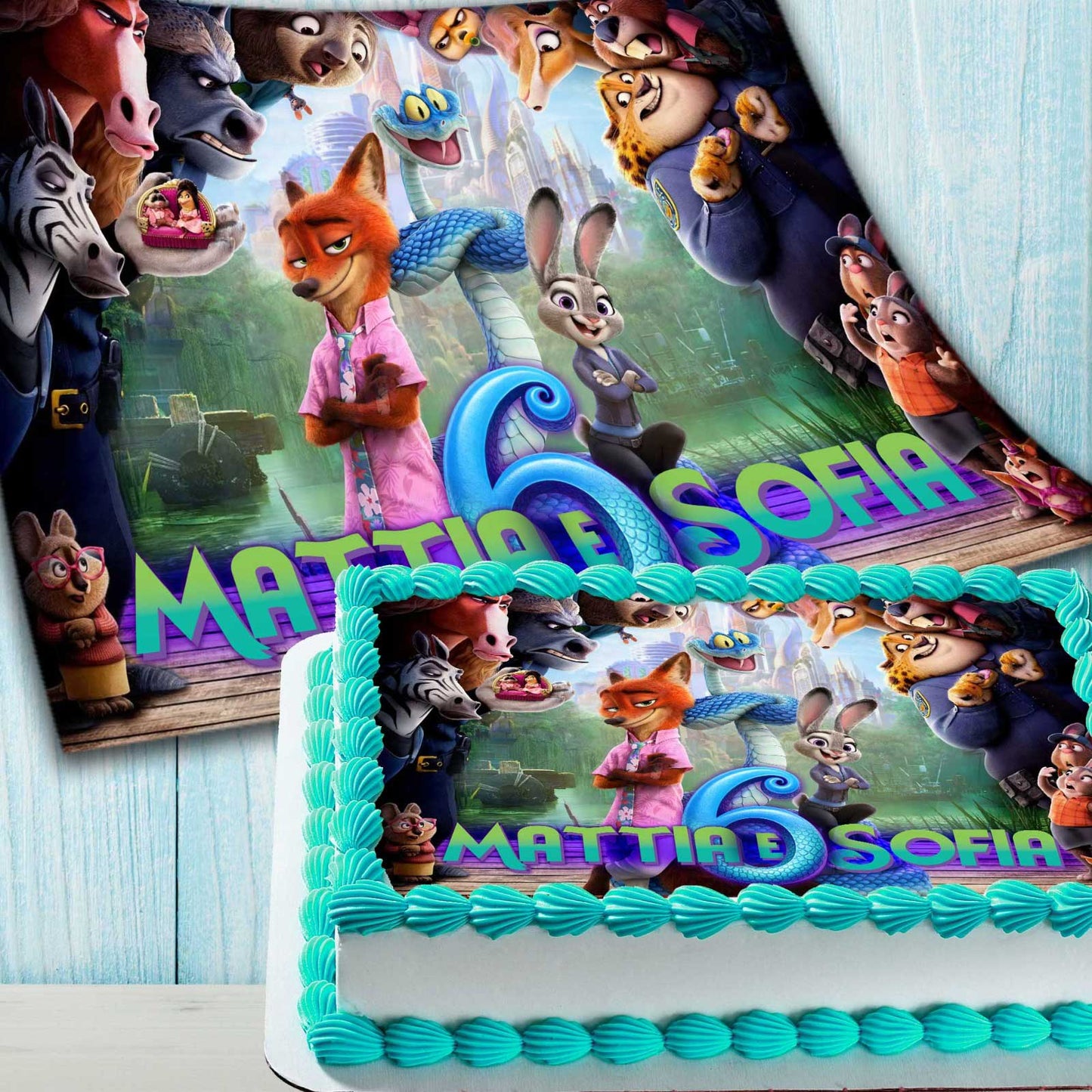 Zootopia Birthday Cake Topper – Personalized Edible Cake Image with Name and Age