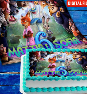 Zootopia Birthday cake topper digital file – custom name and age for birthday cake
