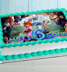 Zootopia Birthday Cake Topper – Personalized Edible Cake Image with Name and Age