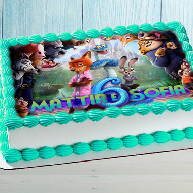 Zootopia Birthday Cake Topper – Personalized Edible Cake Image with Name and Age