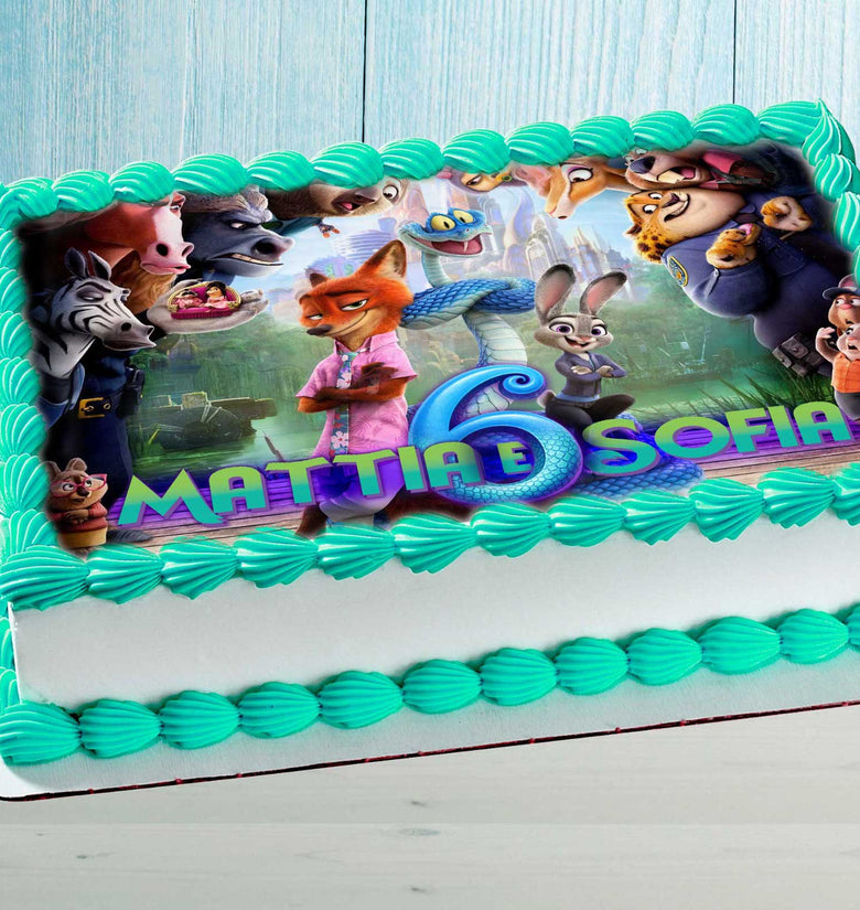 Zootopia Birthday Cake Topper – Personalized Edible Cake Image with Name and Age