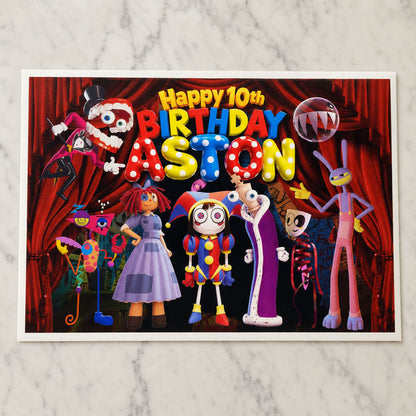 Amazing Digital Circus edible cake topper printed sheet preview showing the rectangular sugar sheet design