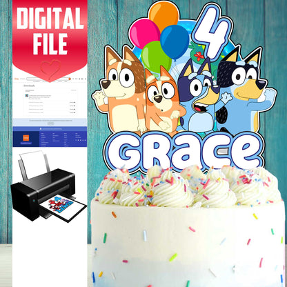 Personalisierter Bluey-Kuchenaufsatz – die perfekte Ergänzung für Ihre Bluey-Mottoparty!