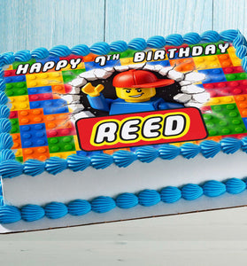 Building Blocks Birthday Cake Topper – Personalized Edible Image with Name & Age