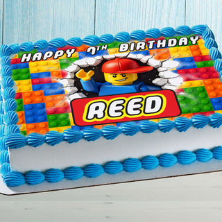 Building Blocks Birthday Cake Topper – Personalized Edible Image with Name & Age