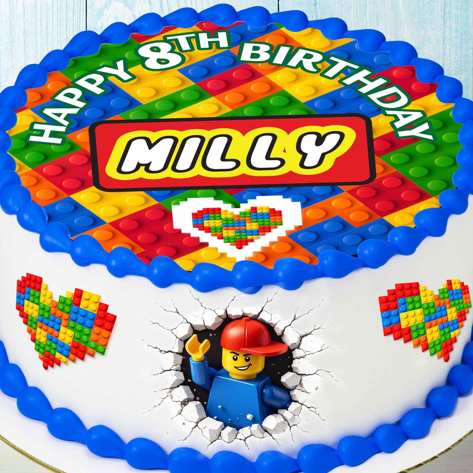 Building blocks edible cake toppers set of 6 precut images on birthday cake