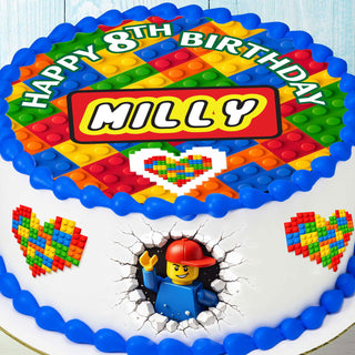 Building blocks edible cake toppers set of 6 precut images on birthday cake