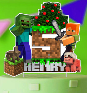 Personalised Minecraft Cake Topper - The Perfect Addition to Your Minecraft Themed Party