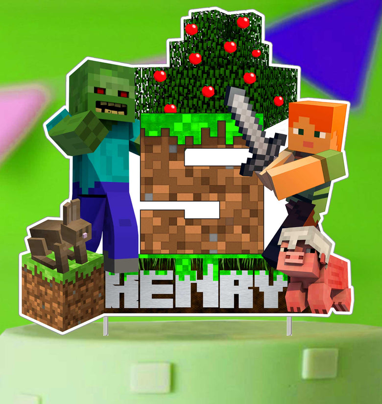 Personalised Minecraft Cake Topper - The Perfect Addition to Your Minecraft Themed Party