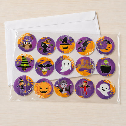 Halloween edible cake toppers packaged flat in a protective sleeve, ready for shipping