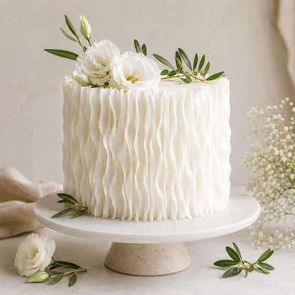 White Wafer Paper Wavy Strips - Edible Cake Texture Decor