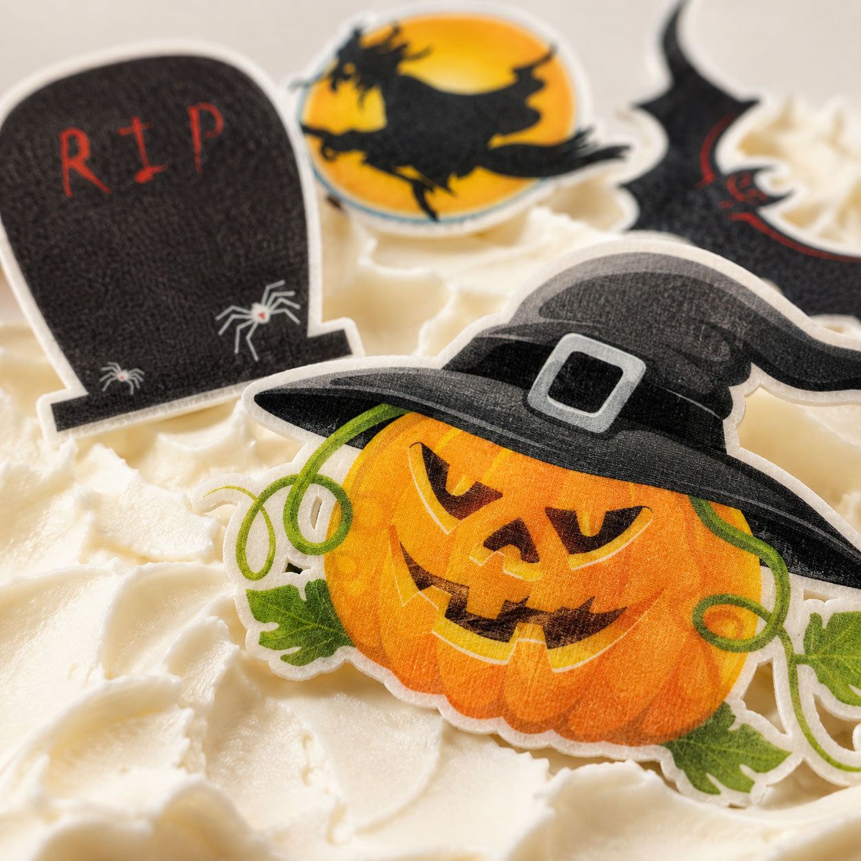 13 essbare Halloween-Cupcake-Topper – vorgeschnitten auf Oblatenpapier, Zuckerfolie oder ohne Schneiden von Chocotransfer