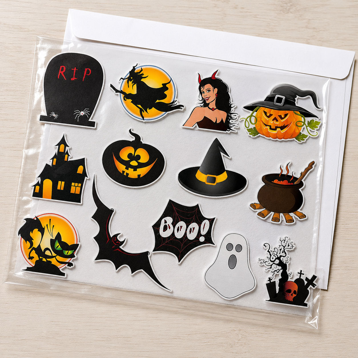 13 essbare Halloween-Cupcake-Topper – vorgeschnitten auf Oblatenpapier, Zuckerfolie oder ohne Schneiden von Chocotransfer