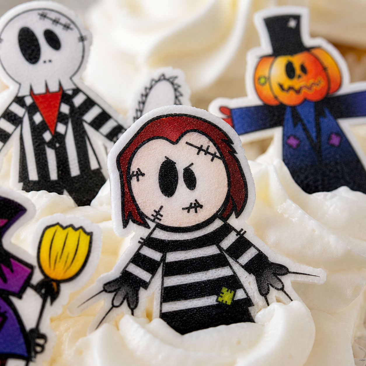 18 essbare Halloween-Cupcake-Topper – vorgeschnitten auf Oblatenpapier, Zuckerfolie oder ohne Schneiden von Chocotransfer