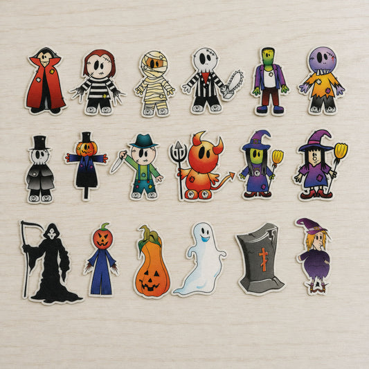 18 Halloween Edible Cupcake Toppers - Precut on Wafer Paper, Sugar Sheet, or without cutting Chocotransfer