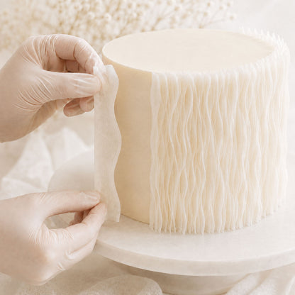 White Wafer Paper Wavy Strips - Edible Cake Texture Decor