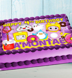 lanky box Birthday Themed Edible Cake Topper - Rectangular Design - Wafer Paper, Sugar Sheet, Chocotransfer
