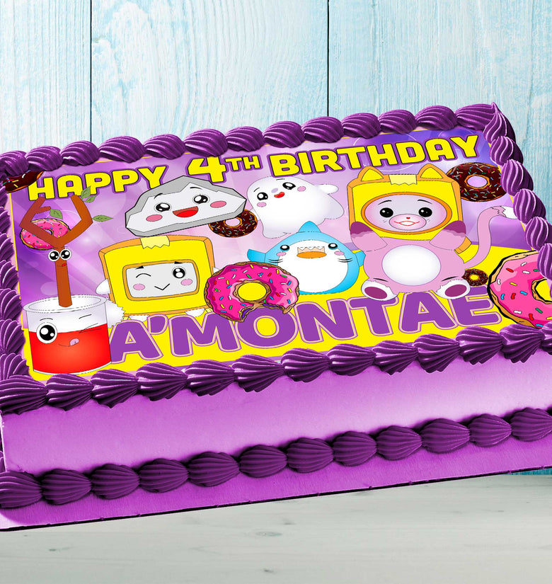 lanky box Birthday Themed Edible Cake Topper - Rectangular Design - Wafer Paper, Sugar Sheet, Chocotransfer
