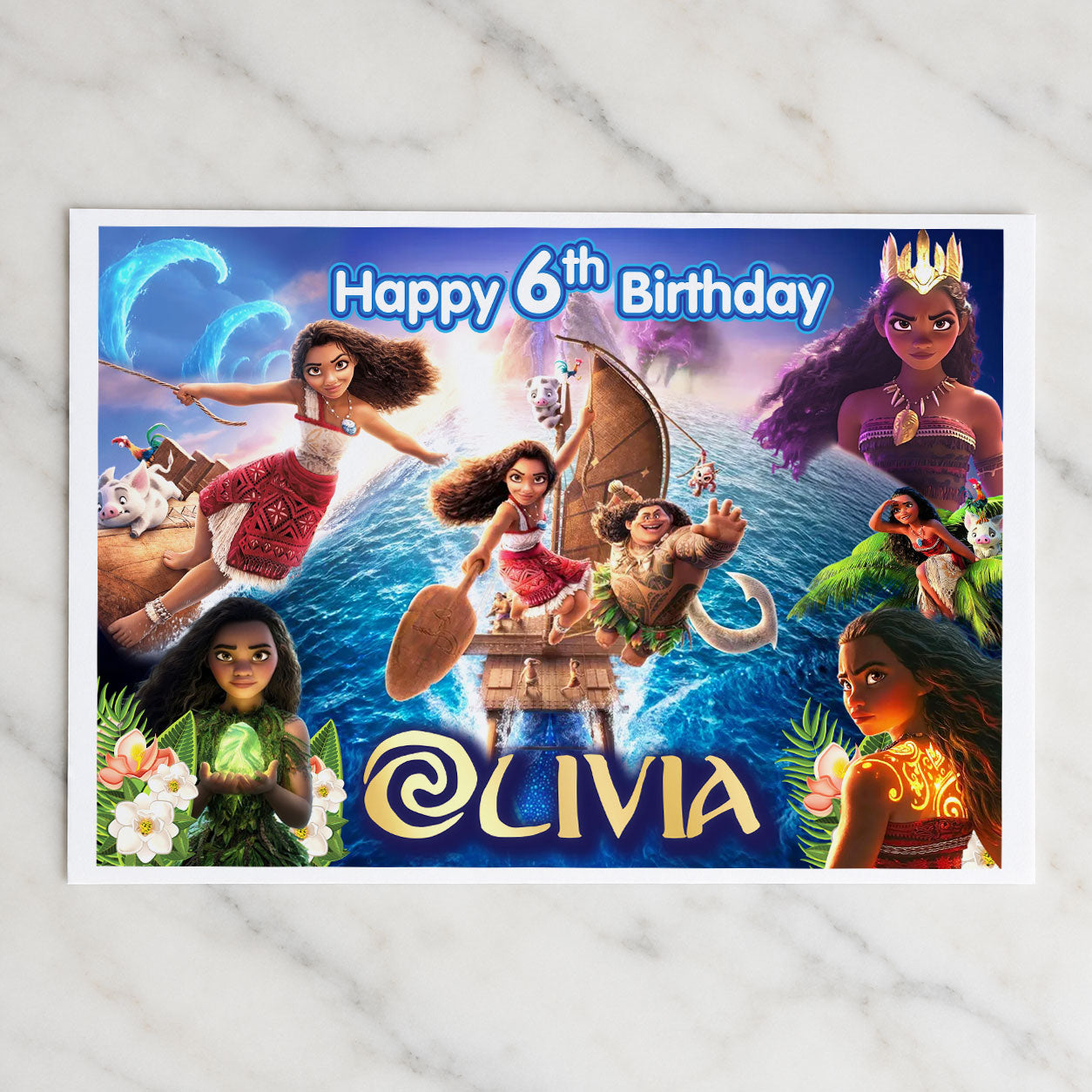 Moana birthday edible image print sheet with tropical ocean party artwork
