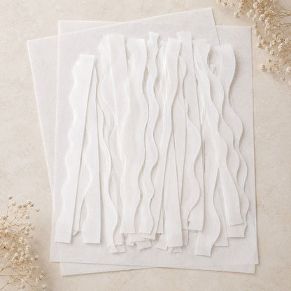 White Wafer Paper Wavy Strips - Edible Cake Texture Decor