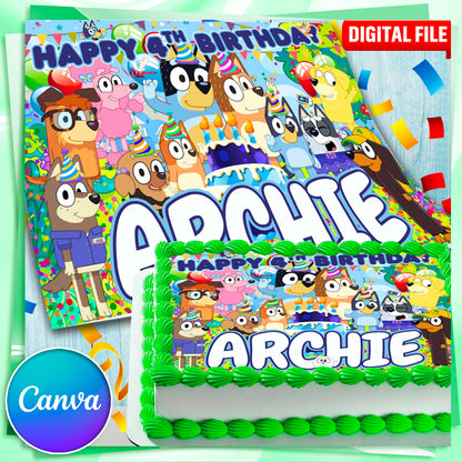 Bluey Birthday Cake Topper – Edible Image for Kids Party Cake
