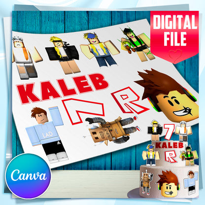 Roblox Edible Cake Toppers - Precut on Wafer Paper, Sugar Sheet, or without cutting Chocotransfer (Set of 10)