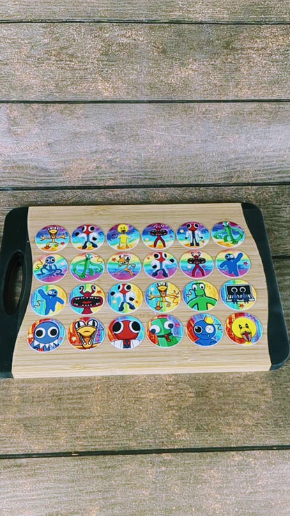 Essbare Cupcake-Topper von Rainbow Friends – 24 vorgeschnittene Stücke auf Oblatenpapier, Zuckerfolie oder ohne Schneiden von Chocotransfer