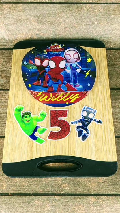 Set of 4 Spidey Edible Cake Toppers - Precut on Wafer Paper, Sugar Sheet, or without cutting Chocotransfer