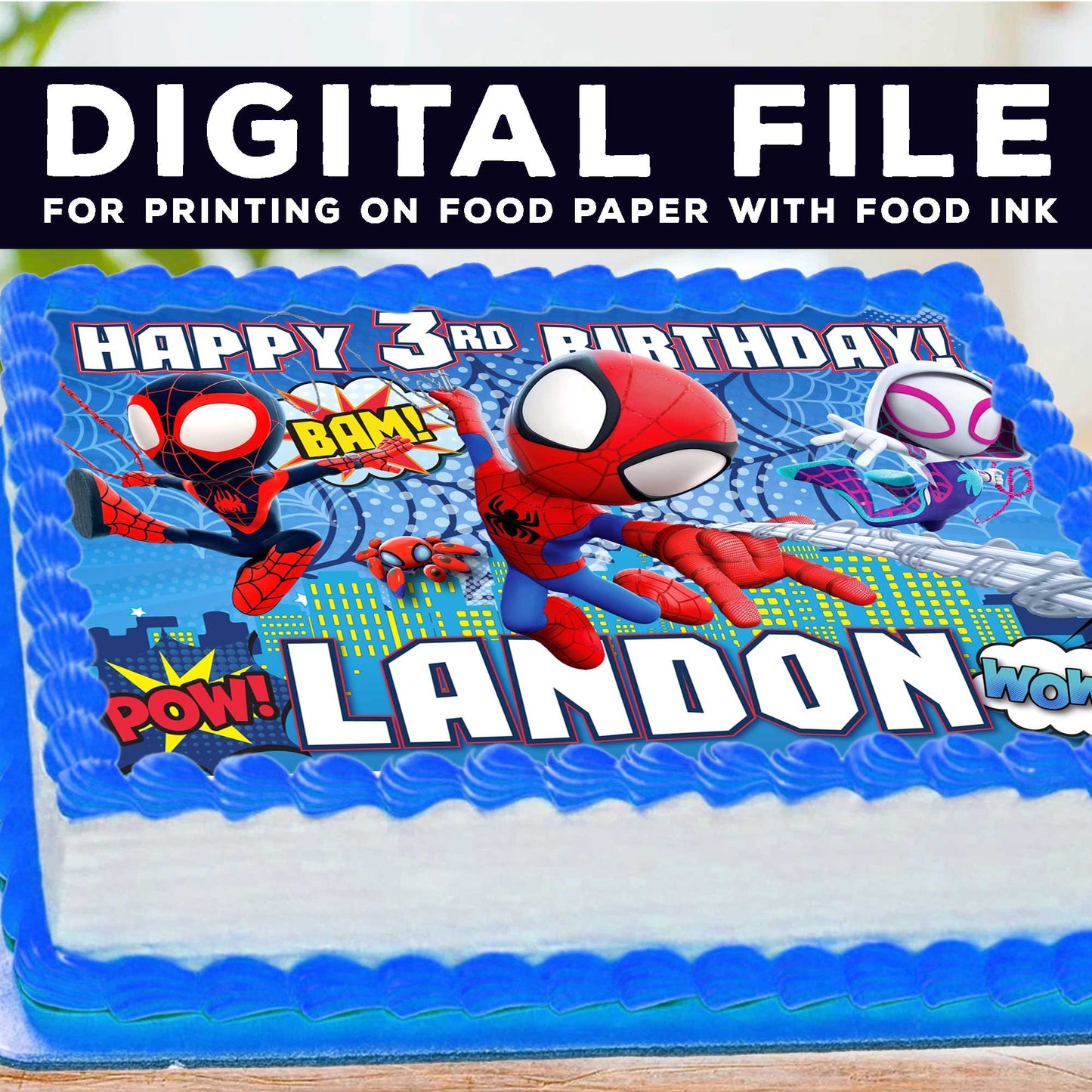 Spidey Birthday Cake Topper – Edible Image for Kids Party – Superhero Spider Theme – Wafer, Sugar Sheet, Chocotransfer